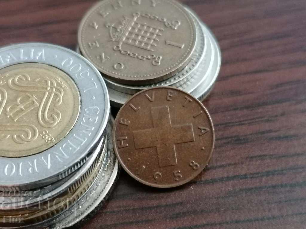 Coin - Switzerland - 1 rapen 1958; series B with price 4.50 BGN | € 2.30 Coin - Switzerland - 1 rapen 1958; series B with price 4.50 BGN | € 2.30