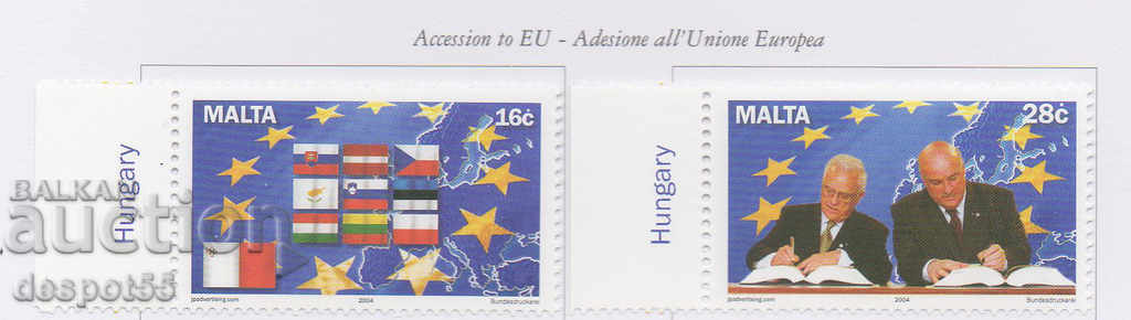 2004. Malta. Flags of the new EU members.