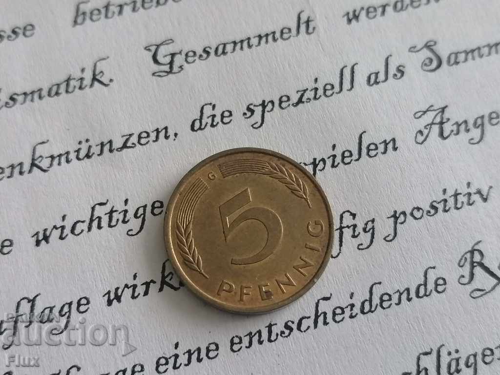 Monedă - Germania - 5 pfennigs 1976; seria G