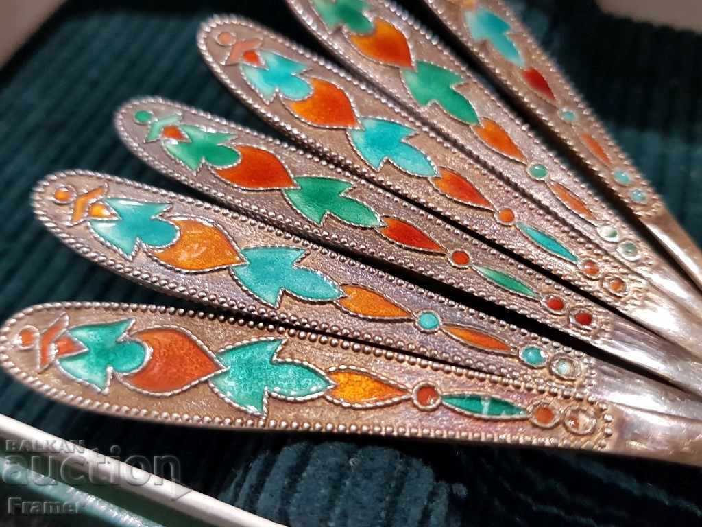 Delivery of Silver silver spoons spoons Russian Russia 875 Enamel Gilding Delivery of Silver silver spoons spoons Russian Russia 875 Enamel Gilding