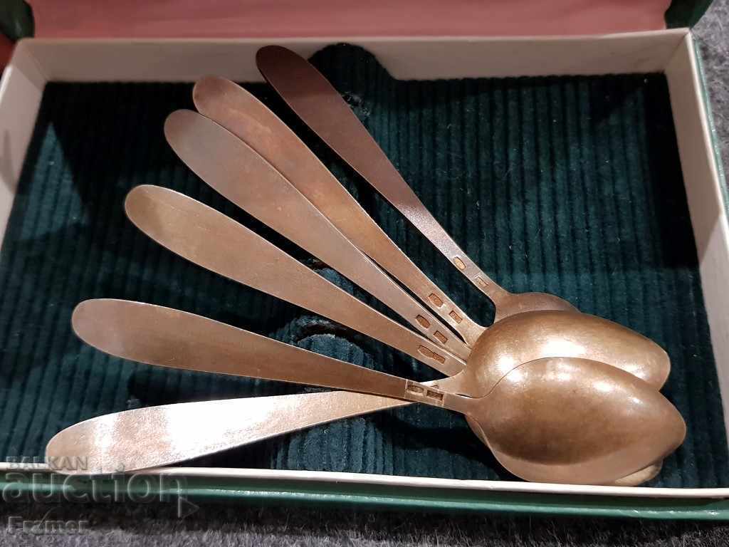 Silver silver spoons spoons Russian Russia 875 Enamel Gilding - 6 Silver silver spoons spoons Russian Russia 875 Enamel Gilding - 6