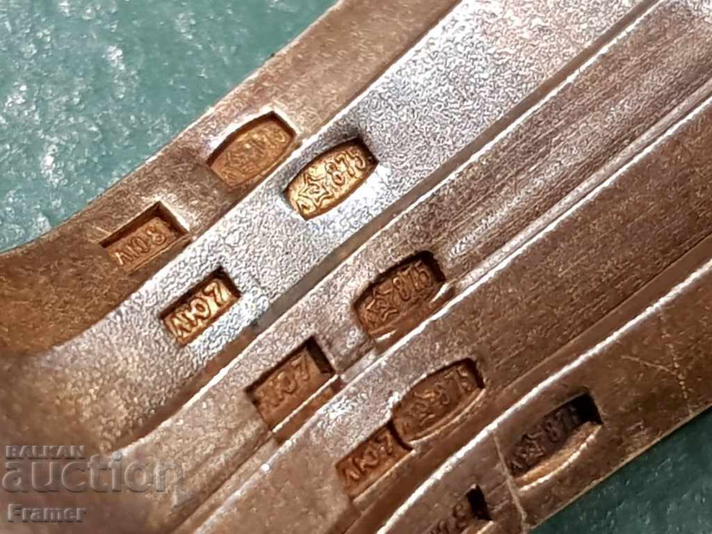 Сребърни сребро лъжички лъжици Руски Русия 875 Емайл Позлата - 7 Сребърни сребро лъжички лъжици Руски Русия 875 Емайл Позлата - 7