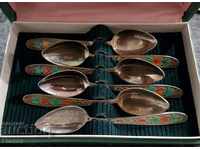 Silver silver spoons spoons Russian Russia 875 Enamel Gilding