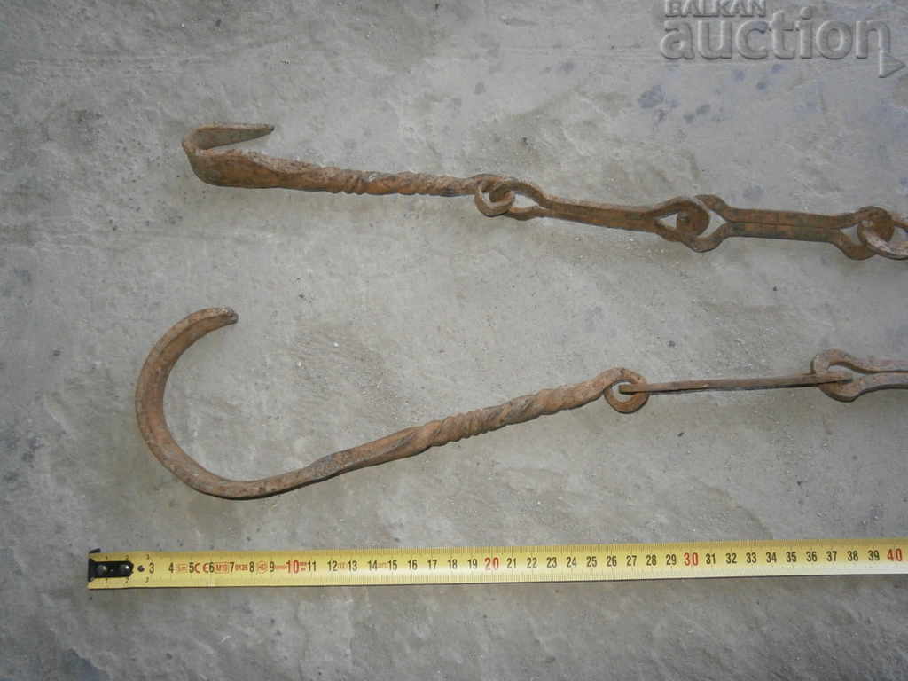 Delivery of Old wrought iron chain with hook, twisted iron hook