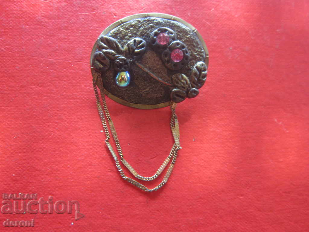 Auction Unique Gold Plated Brooch with Stones 6 Auction Unique Gold Plated Brooch with Stones 6