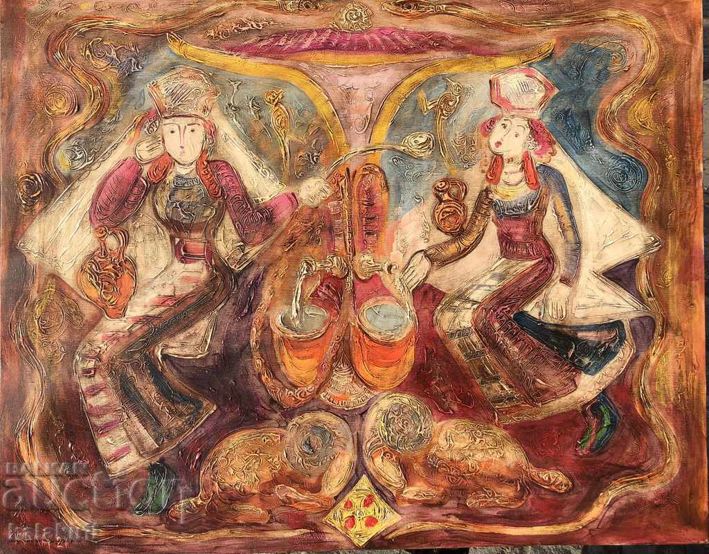 "Fountain with two Bulgarian women and two rams"