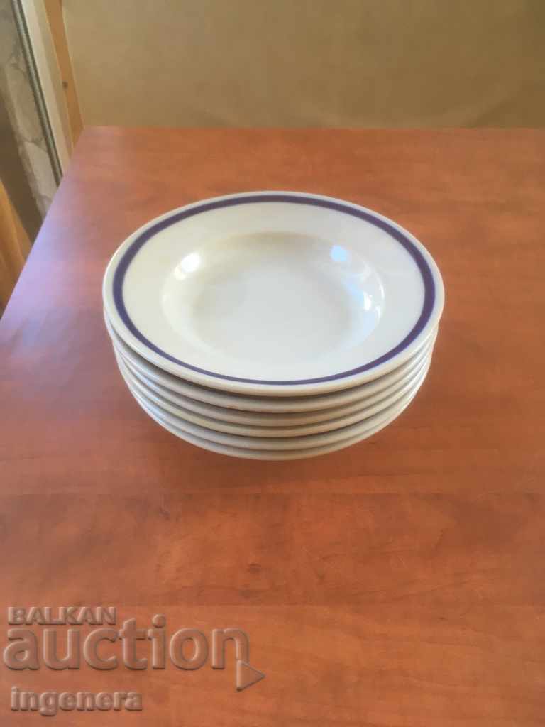 PORCELAIN SERVICE PLATE DEEP FROM THE 50 TRAYS TROYAN-6 PCS