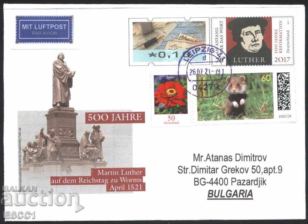 Ταξιδευμένος φάκελος με γραμματόσημα Martin Luther 2017 Fauna 2021 Γερμανία