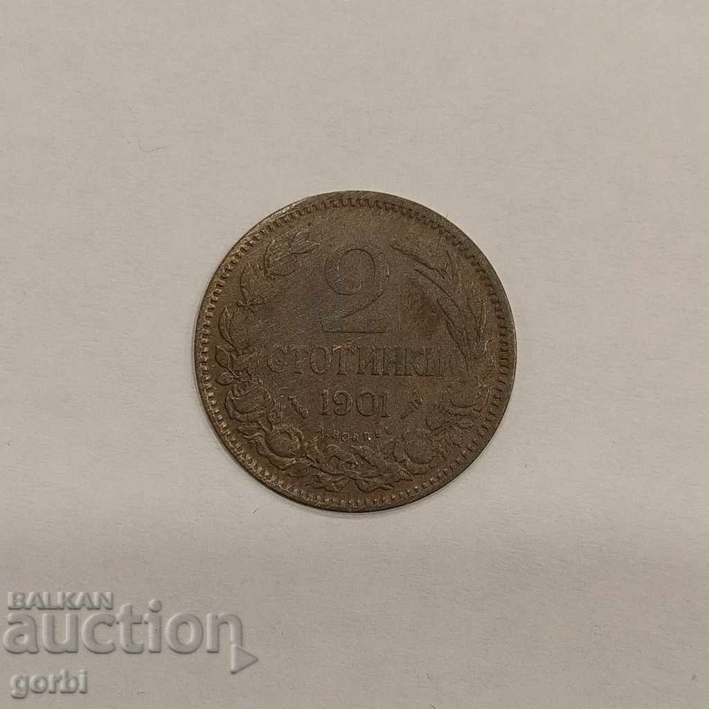 Auction  2 stotinki 1901. Good for collection!