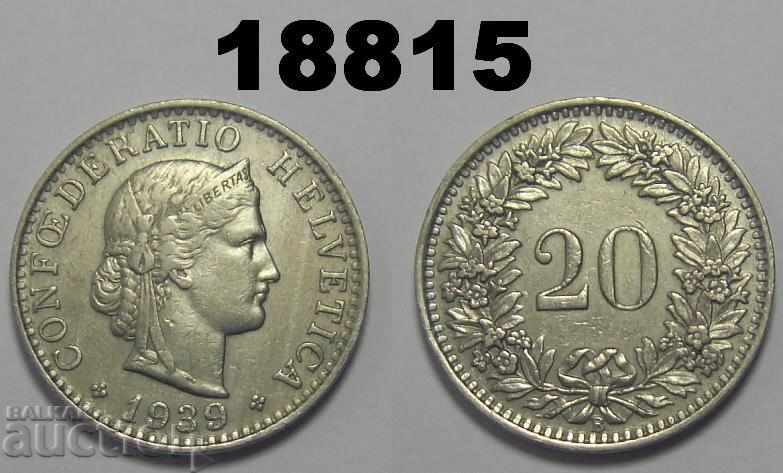 Switzerland 20 rap 1939 coin
