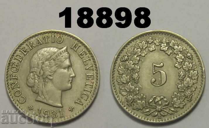 Switzerland 5 rapen 1931 coin