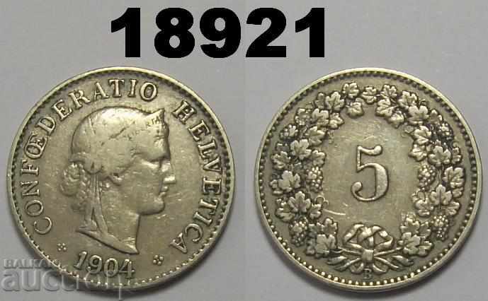 Switzerland 5 rapen 1904 Rare coin