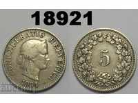 Elveția 5 rapen 1904 Monedă rară