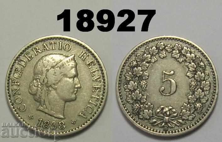 Moneda Elveția de 5 rapen 1898