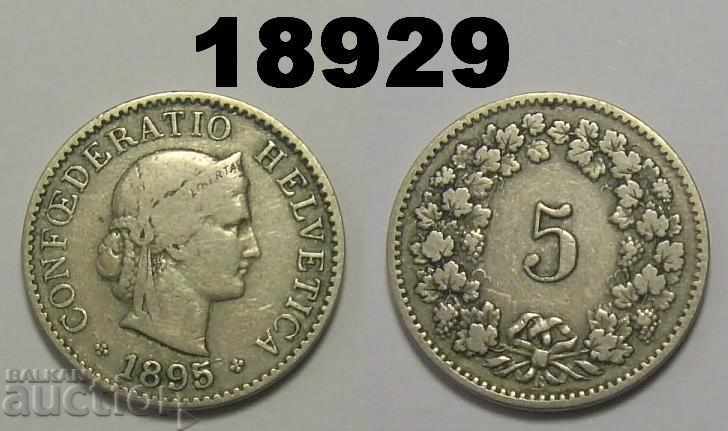 Moneda Elveția de 5 rapen 1895