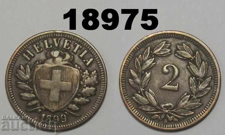 Switzerland 2 rapen 1899 coin