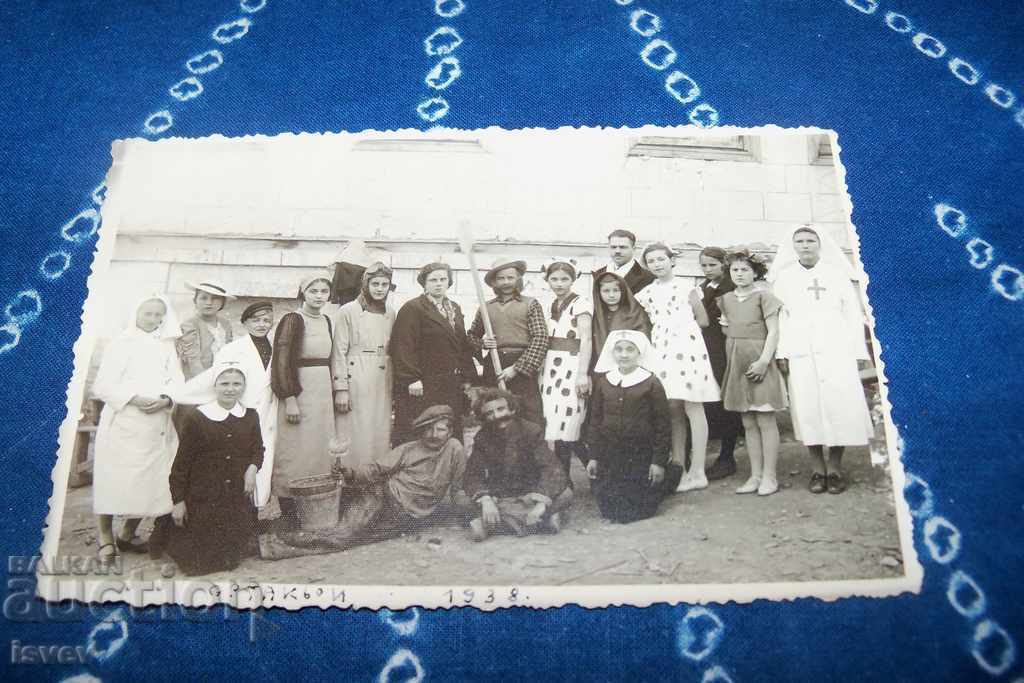 Fotografie veche de carte poștală, grupul de teatru pentru copii Ortakoy 1938