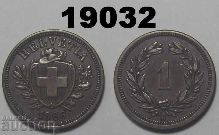 RR !! Switzerland 1 rapen 1866 Rare Excellent