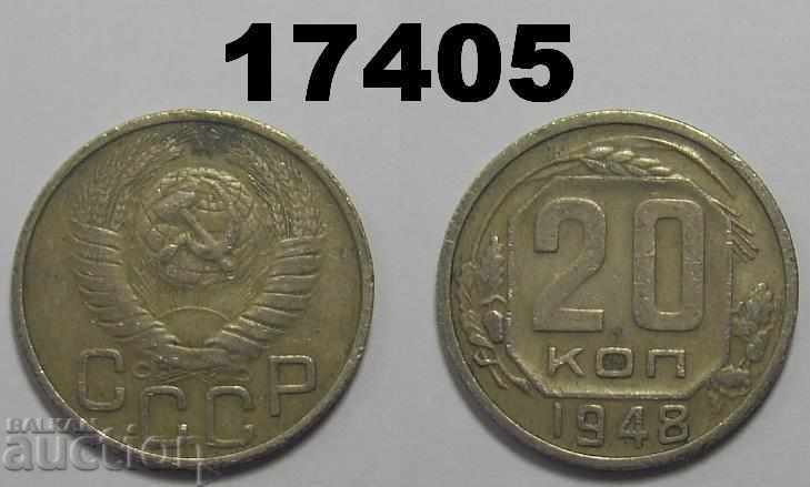 URSS Rusia 20 de copeici 1948 monedă