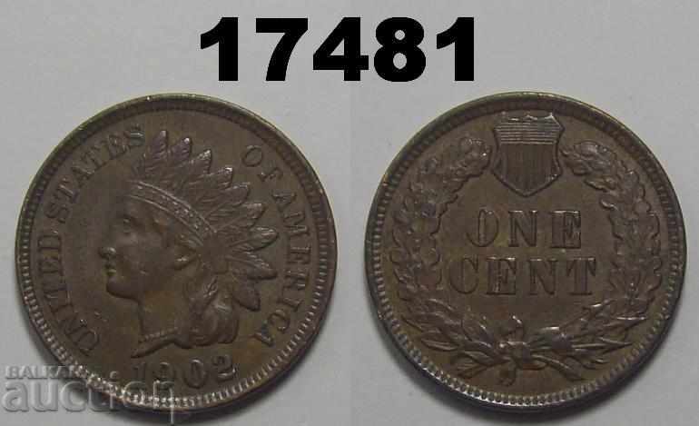 United States 1 cent 1902 AUNC coin