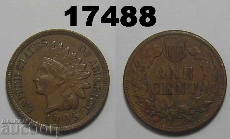 САЩ 1 цент 1905 AU Отлична монета