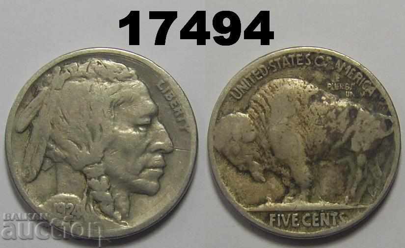 САЩ 5 цента Buffalo 1924 монета
