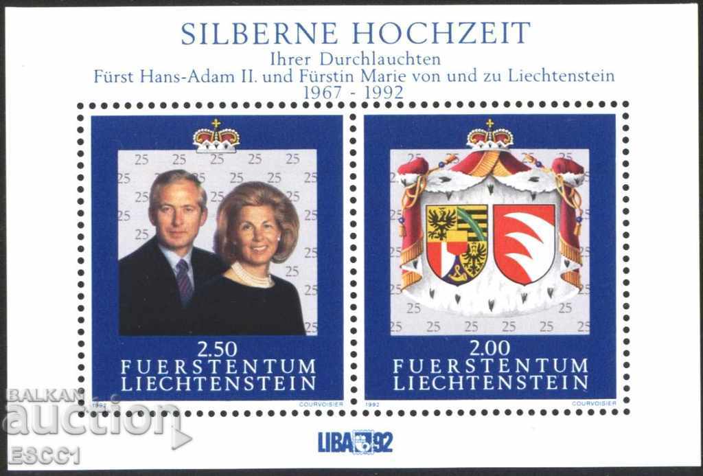 Чист блок Сребърна сватба Принцът Принцесата 1992 Лихтенщайн