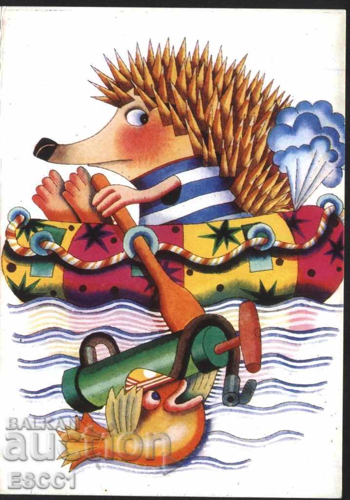 Hedgehog card 1988 from Bulgaria