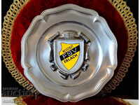 Farfurie de staniu, panou din staniu, fotbal, 650 gr