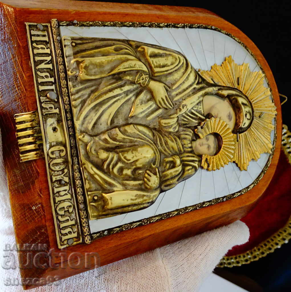 Старинна икона Св.Богородица Сумела,седеф,позлата. - 5 Старинна икона Св.Богородица Сумела,седеф,позлата. - 5