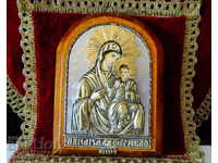 Ancient icon of the Holy Mother of God Sumela, mother of pearl, gilding.