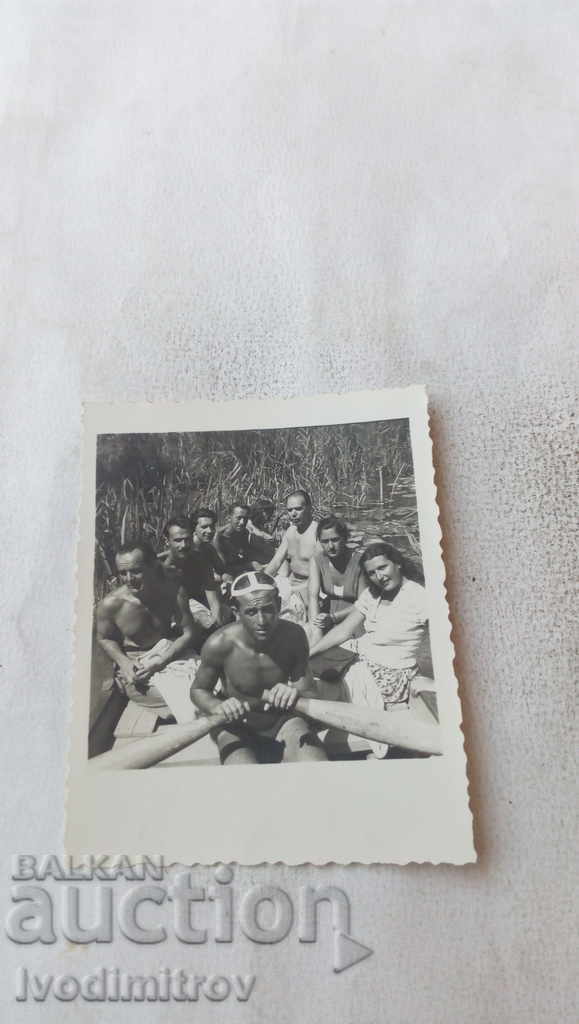 Photo Men and women by boat on the river Kamchia 1946
