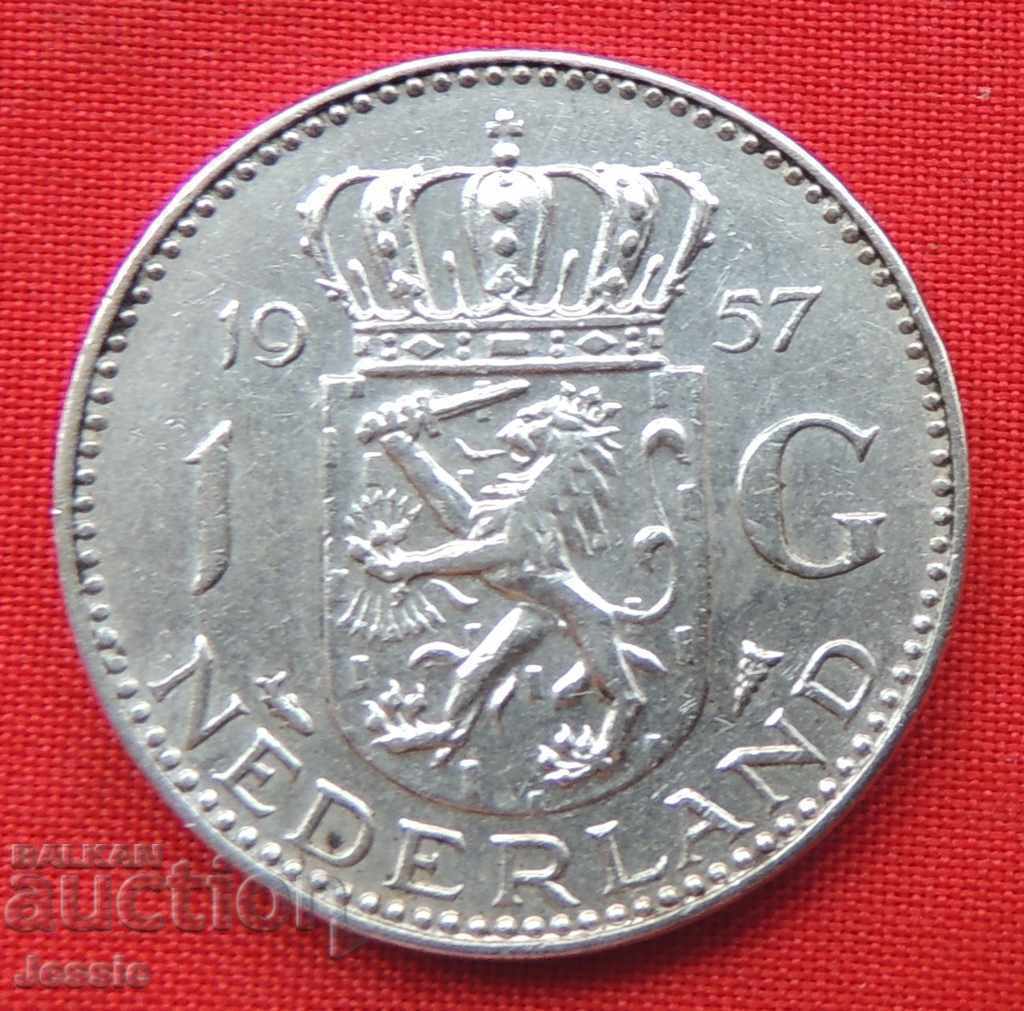 1 гулден 1957 г. Холандия сребро
