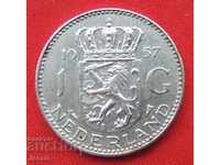 1 гулден 1957 г. Холандия сребро