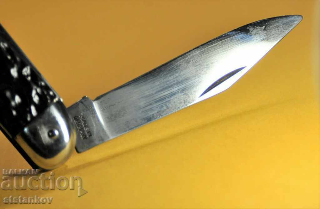 Auction Handmade in Germany Black handle Folding Knife c.1957's Auction Handmade in Germany Black handle Folding Knife c.1957's