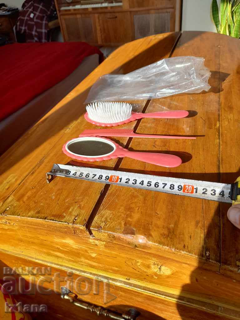 Set de păr vechi, perie, pieptene, oglindă - 5