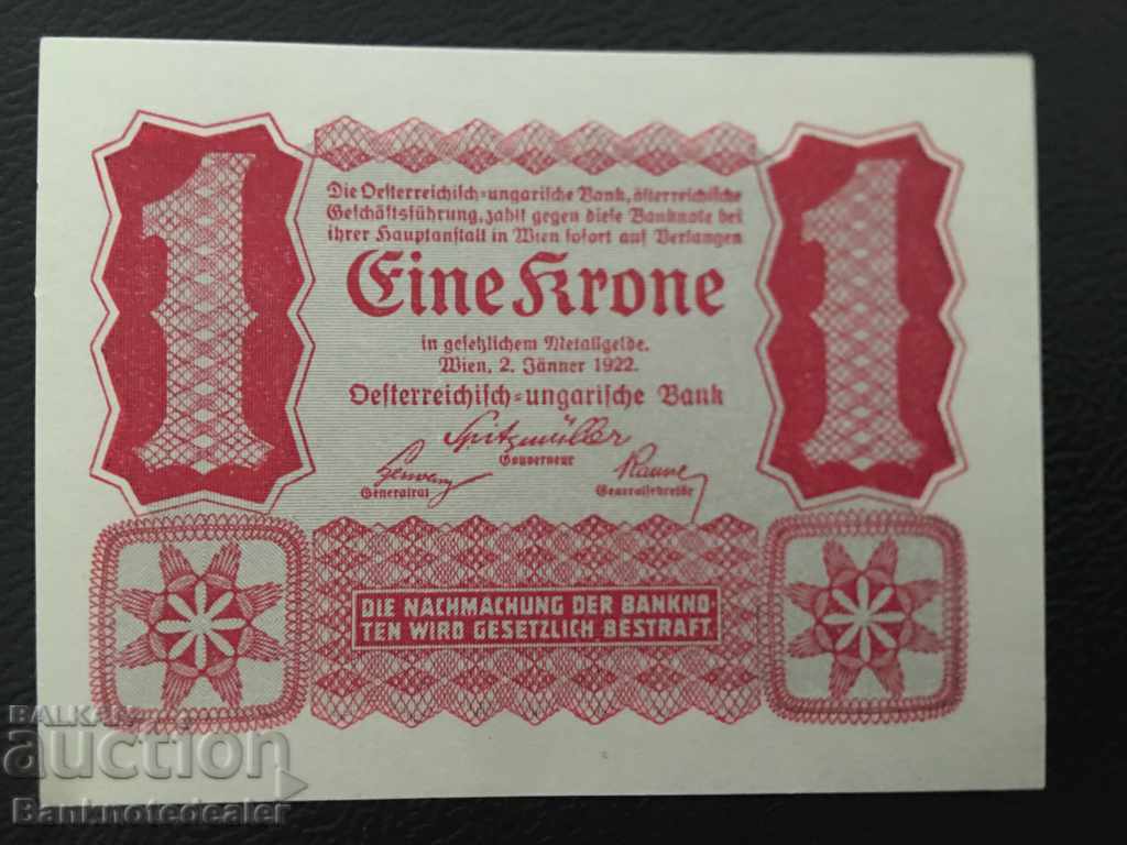 Αυστρία 1 Krone 1922 Επιλογή 49 Αριθμός αναφοράς No 2