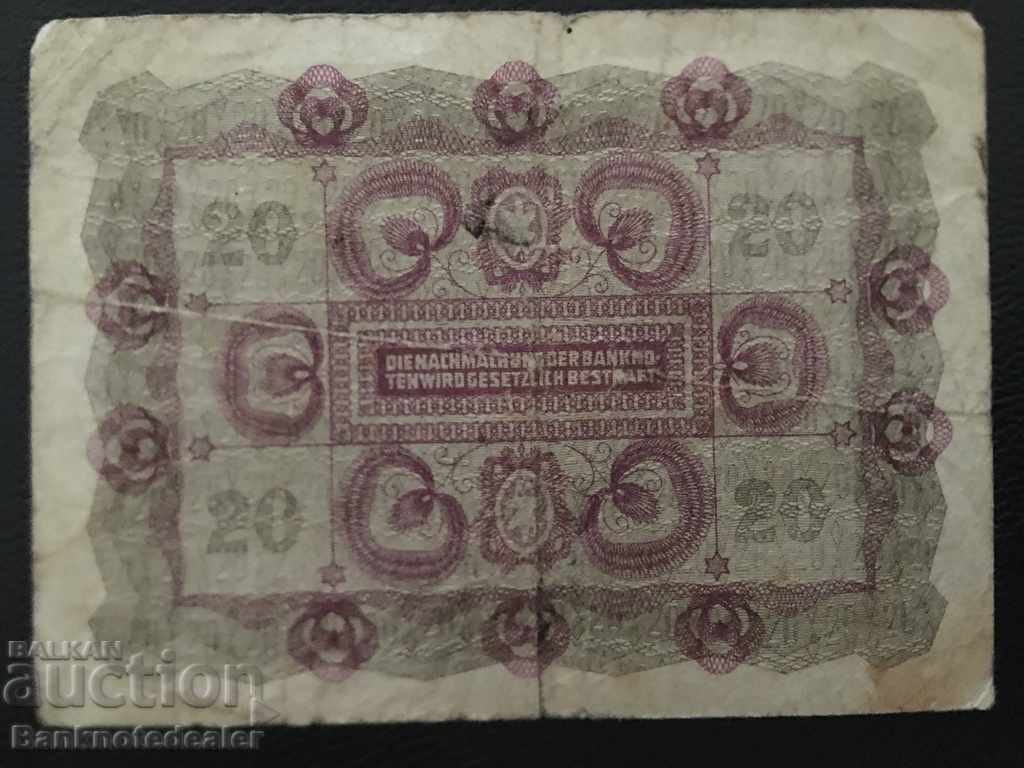 Austria 20 Kronen 1922 Pick 79 Ref 1473 with price 4.00 BGN | € 2.05