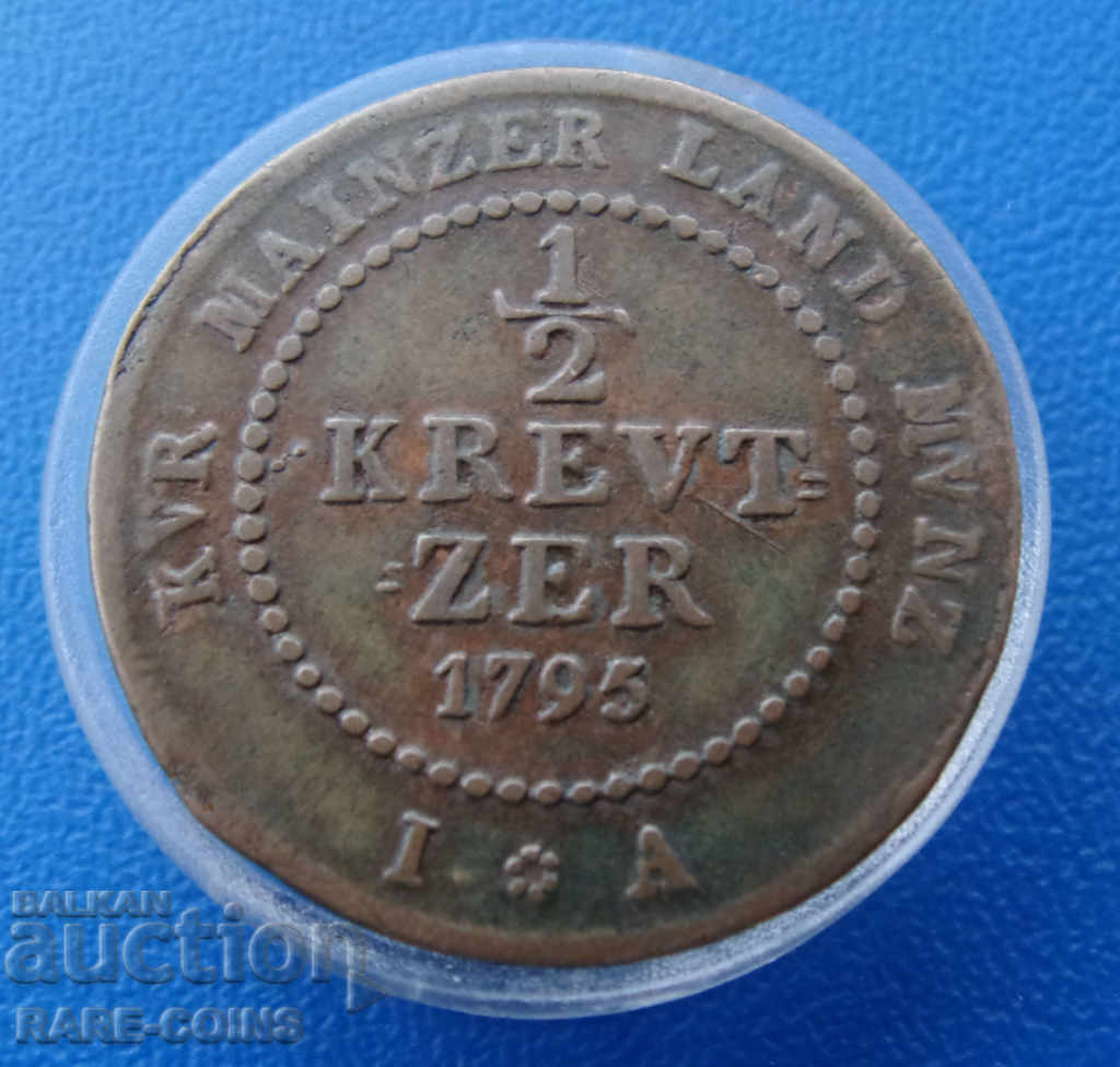 Mainz-Karl Josef von Ertal ½ Kreuzer 1795 Original cu preț € 30.68 | 60.00 BGN