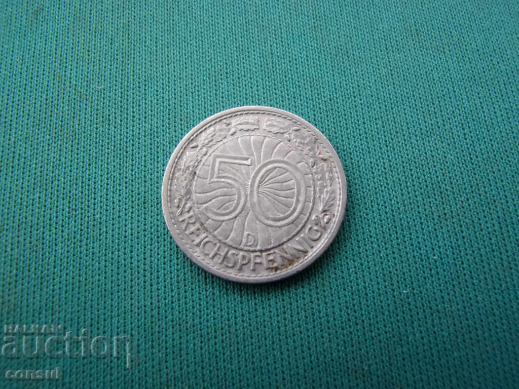 Germania Weimar 50 Pfennig 1930 D Rare