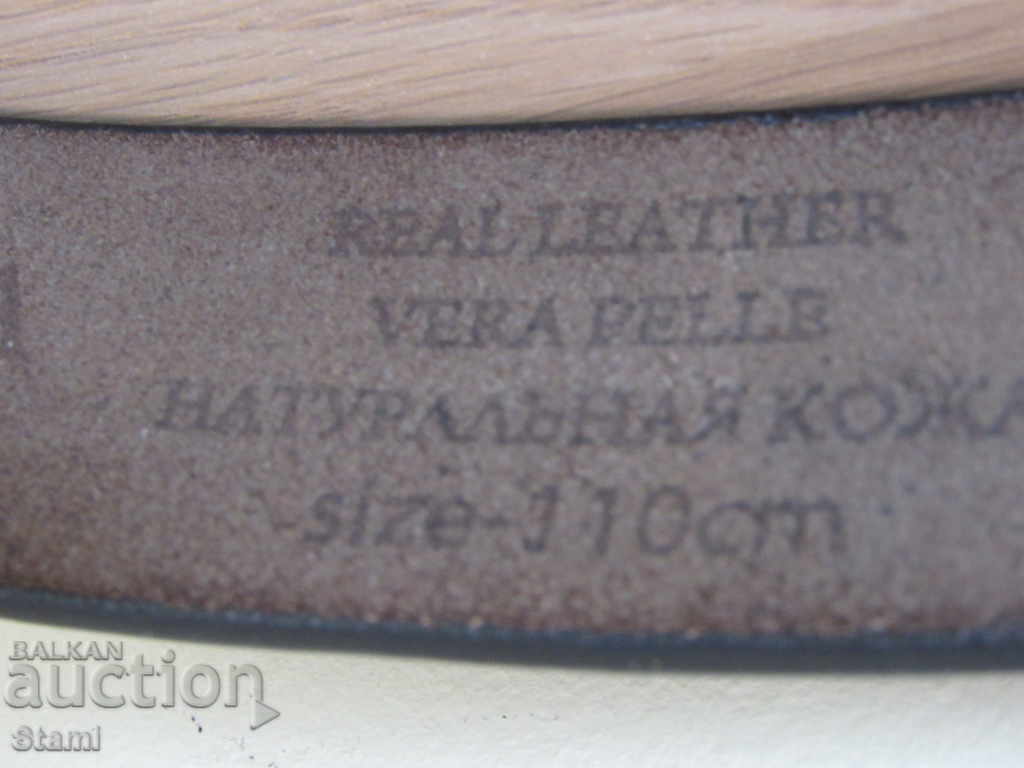 New leather men's belt from Mongolia, black, 110 cm - 6