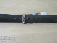 New men's leather belt from Mongolia, black, 110 cm
