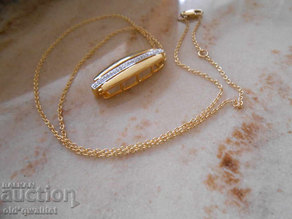 Magnificent stylish silver NECKLACE / Medallion with Diamonds only - 5