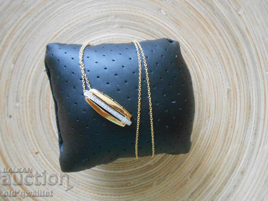 Magnificent stylish silver NECKLACE / Medallion with Diamonds only - 6