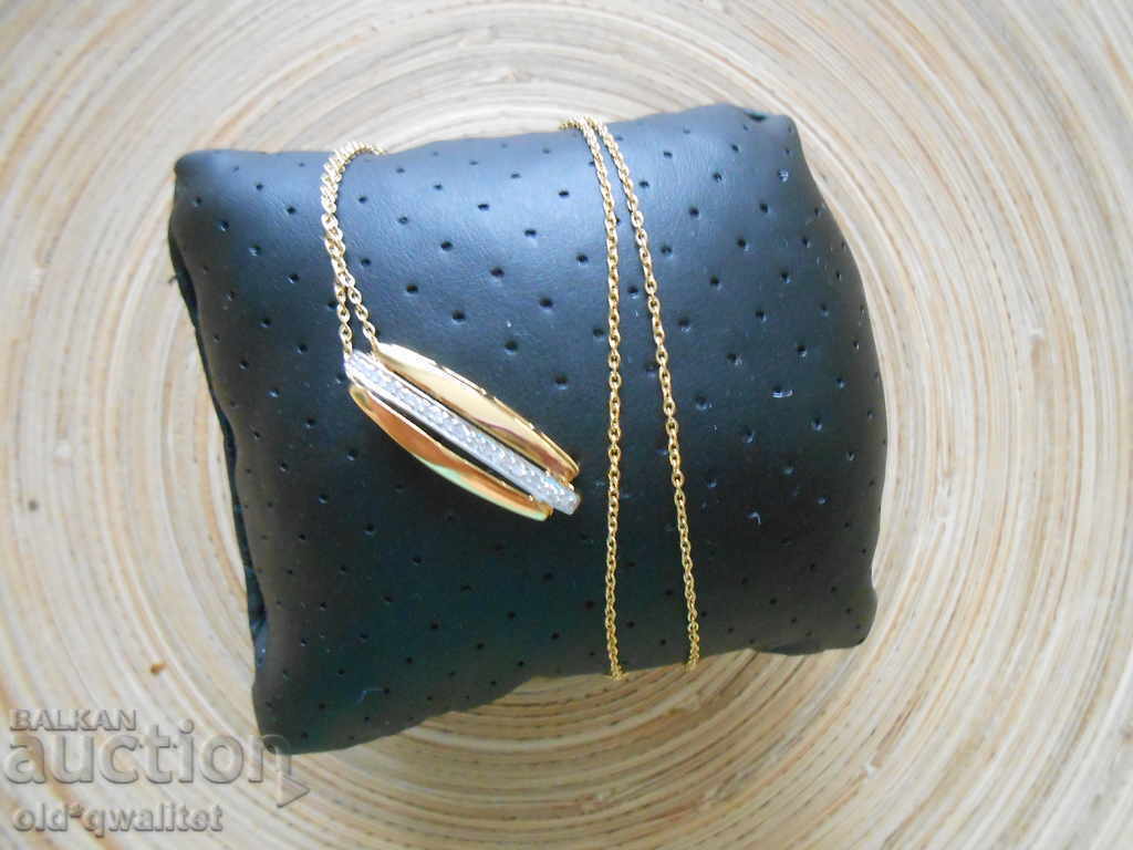 Magnificent stylish silver NECKLACE / Medallion with Diamonds only - 7