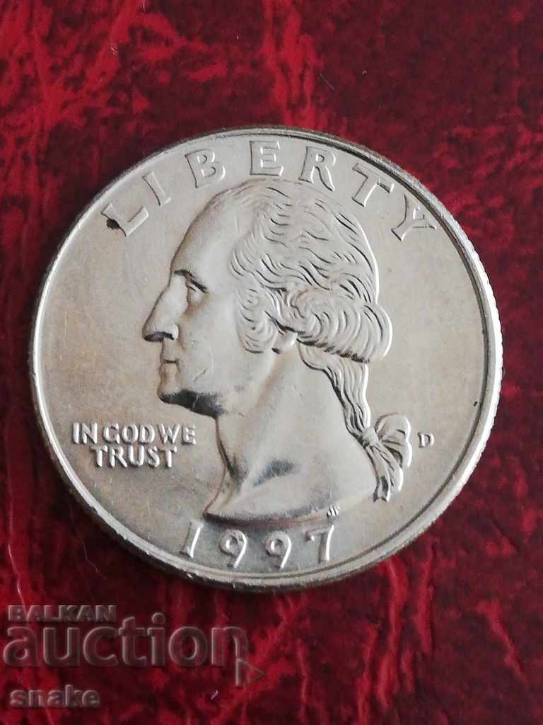 САЩ 25 цента 1997г. с цена 2.50 лв. | € 1.28 САЩ 25 цента 1997г. с цена 2.50 лв. | € 1.28