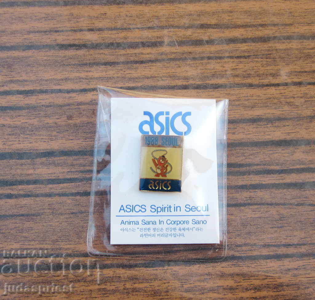 ASICS Olympic badge mascot Olympics Seoul 1988