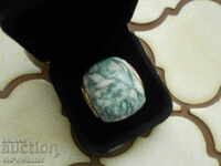 GORGEOUS SILVER RING with moss agate, FANTASTIC