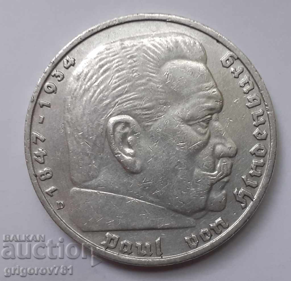 5 Mark Silver Γερμανία 1936 D III Reich Ασημένιο νόμισμα #57 με τιμή € 16.87 | 32.99 BGN