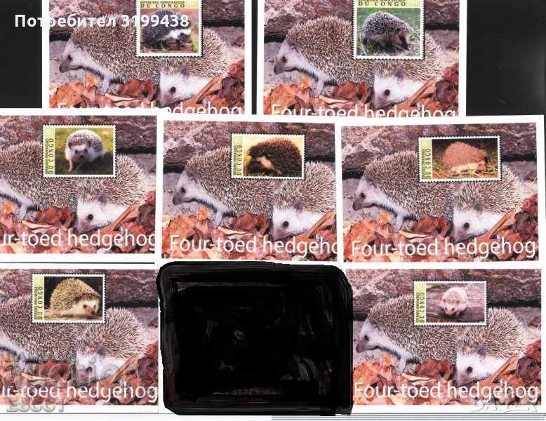 Blocuri curate neperforate Fauna Hedgehogs 2001 din Congo